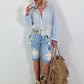 Boho Blouse with Elaborate Details - light blue