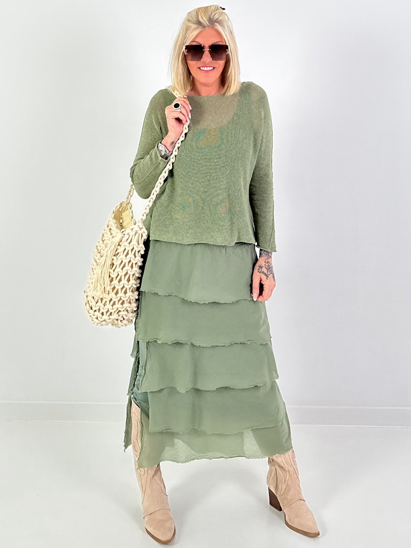 Light knit sweater - khaki
