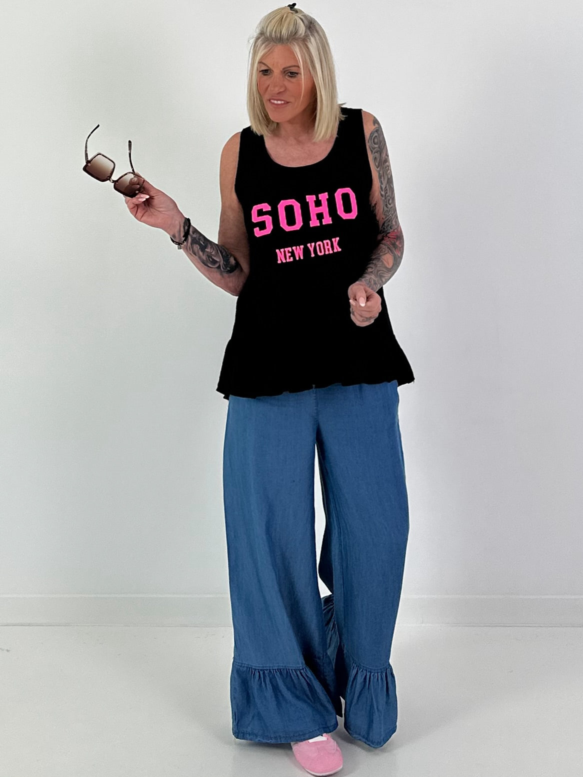 Top with Flounce SOHO - black