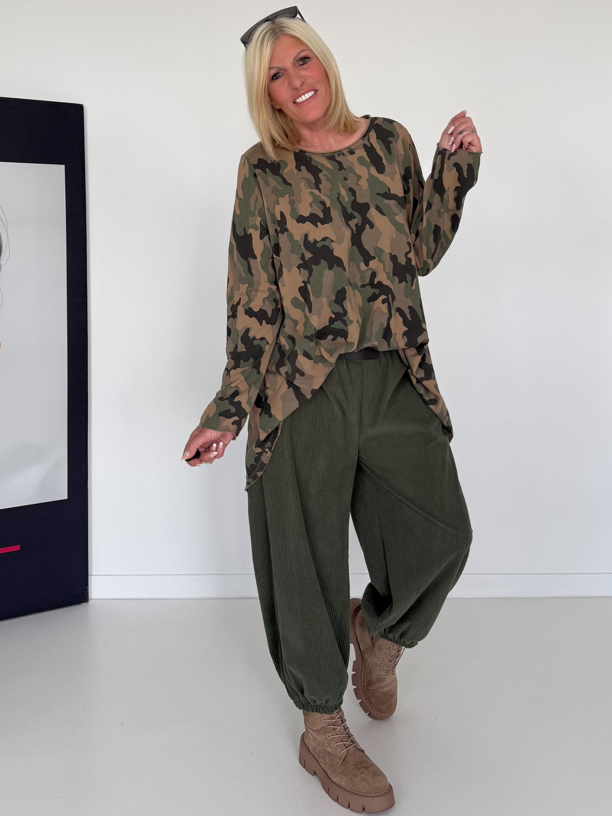 Shirt im Allover-Camouflage-Look - camel-mehrfarbig