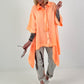 Oversized Bluse asymmetrisch mit Krawatte - neonorange