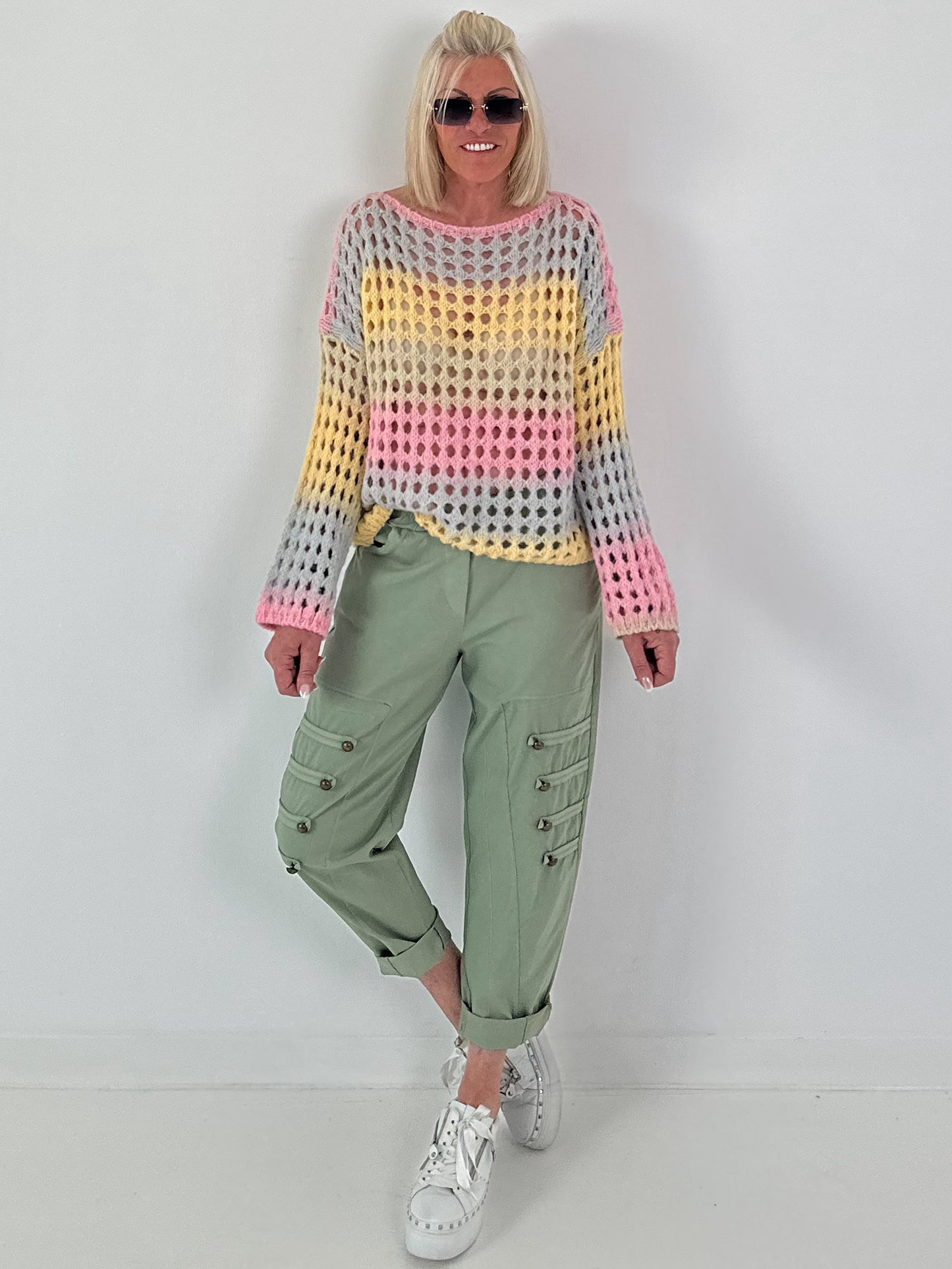 Grobstrickpullover mit Farbverlauf  - mehrfarbig