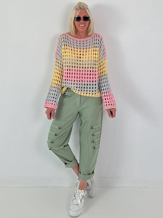 Grobstrickpullover mit Farbverlauf  - mehrfarbig