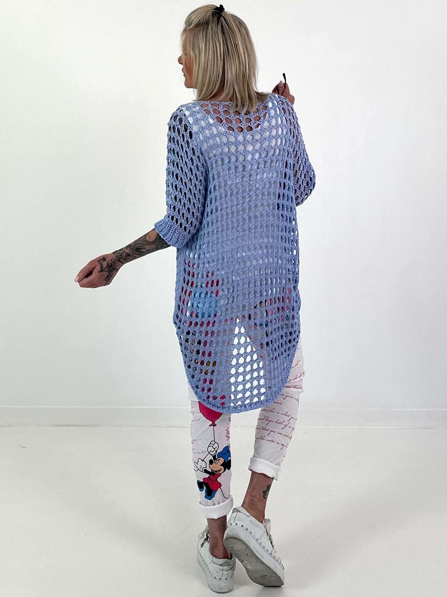 Hose mit Print-Mix und Comicmotiven - weiss-pink-mehrfarbig