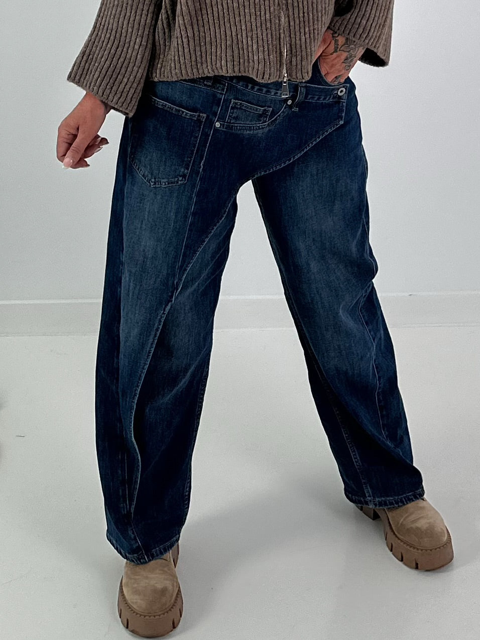 Wide Leg Layer Jeans - denim