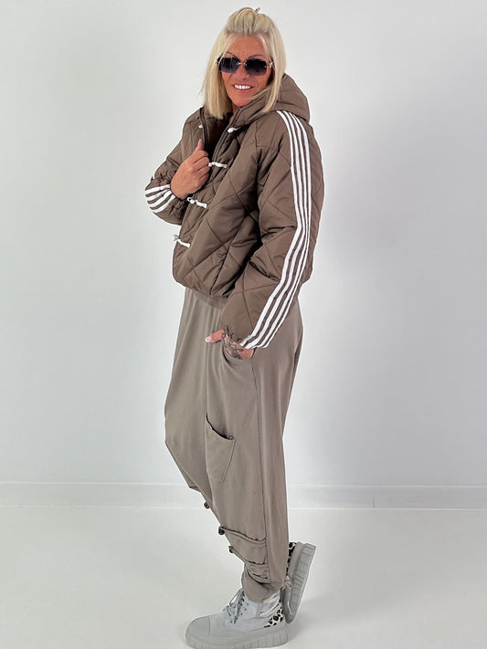 Bomberjacke mit Kapuze - taupe ( lieferbar ab 03.08.26)