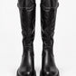 Statement-Stiefel in Lederoptik mit Nieten - schwarz