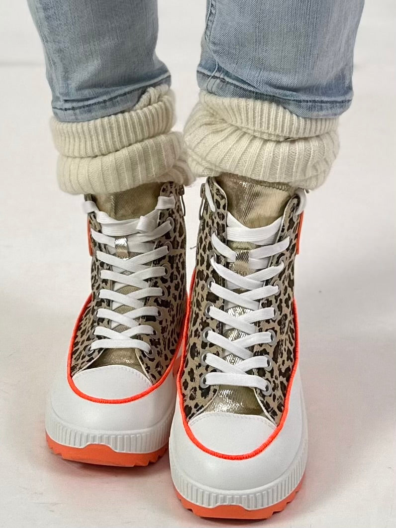 High sneaker model "Cat Boost" - leo-neon orange