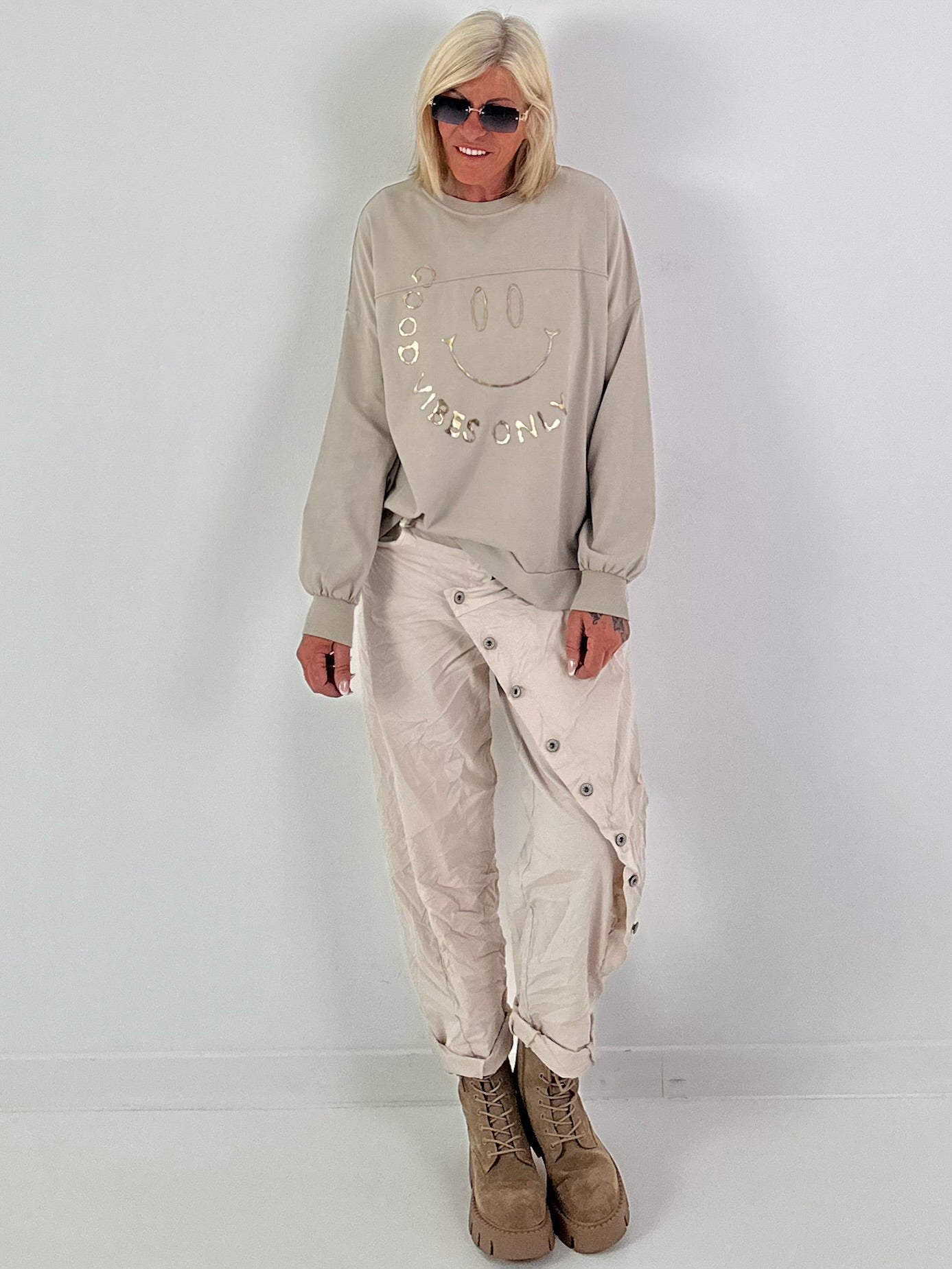 Sweater Good vibes only - beige