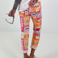 Hose mit All-Over Print-Mix - rosa-mehrfarbig