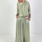 Two-piece set in a satin look - khaki
