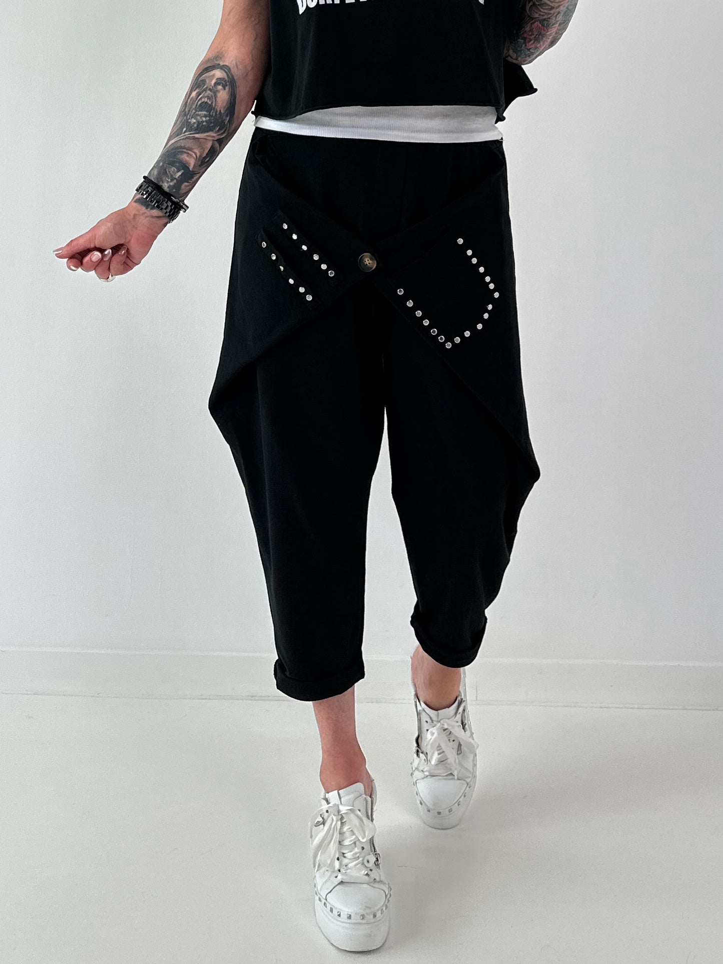 Sweatshirt Hose mit lässigen Details - schwarz