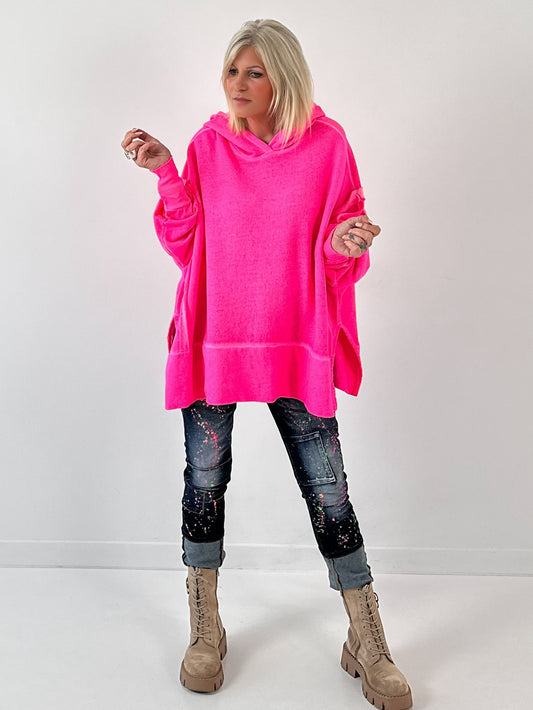 Oversized Hoodie Modell "Light Up" - neonpink