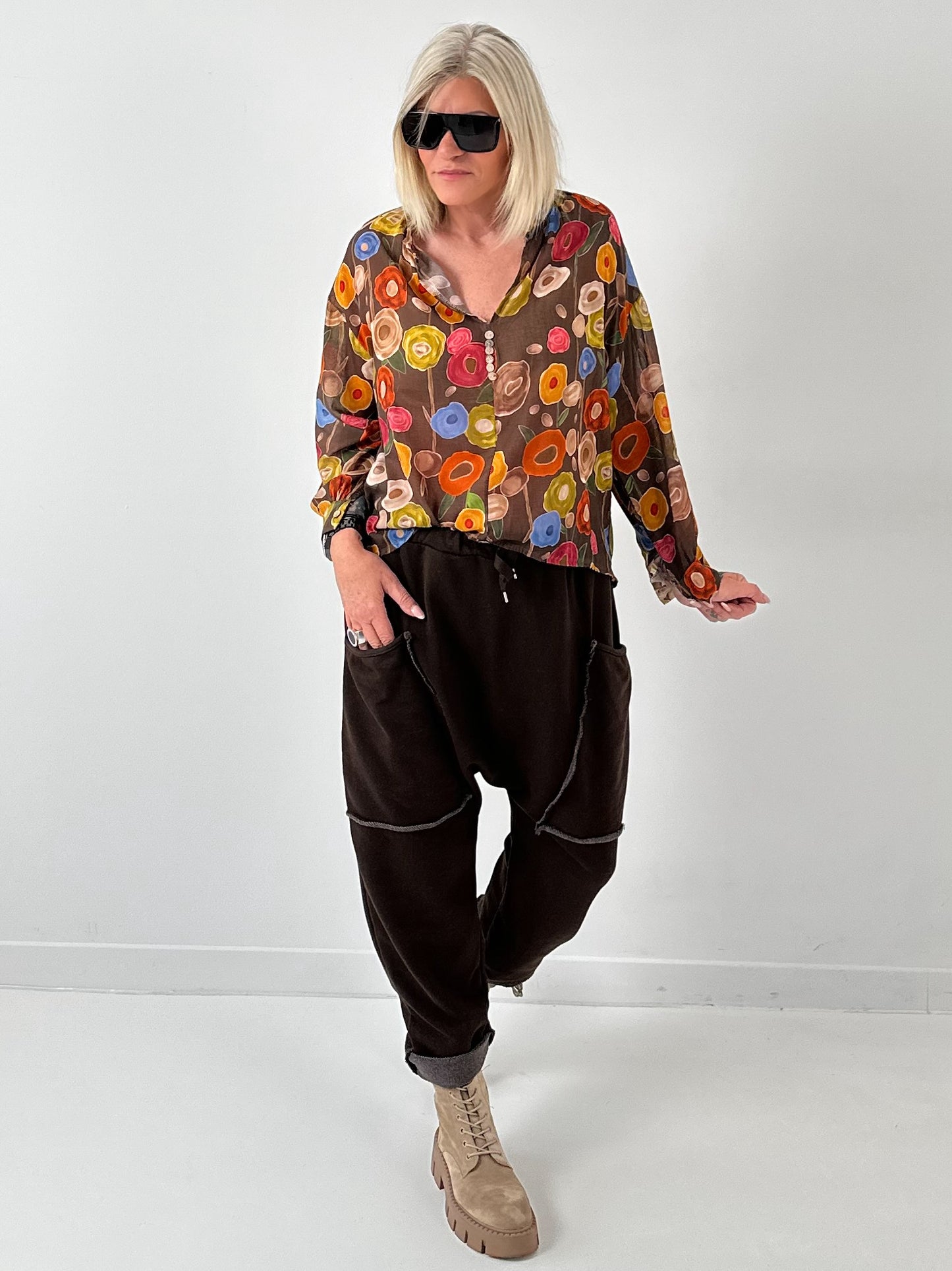 Tuniek model "Flower" - chocolade-veelkleurig