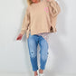 Oversized Sweater Dog Mom - beige