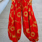 Leichte Pumphose mit floralem Print  - rot-camel