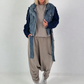 Denim jacket with knitted sleeves - denim-navy