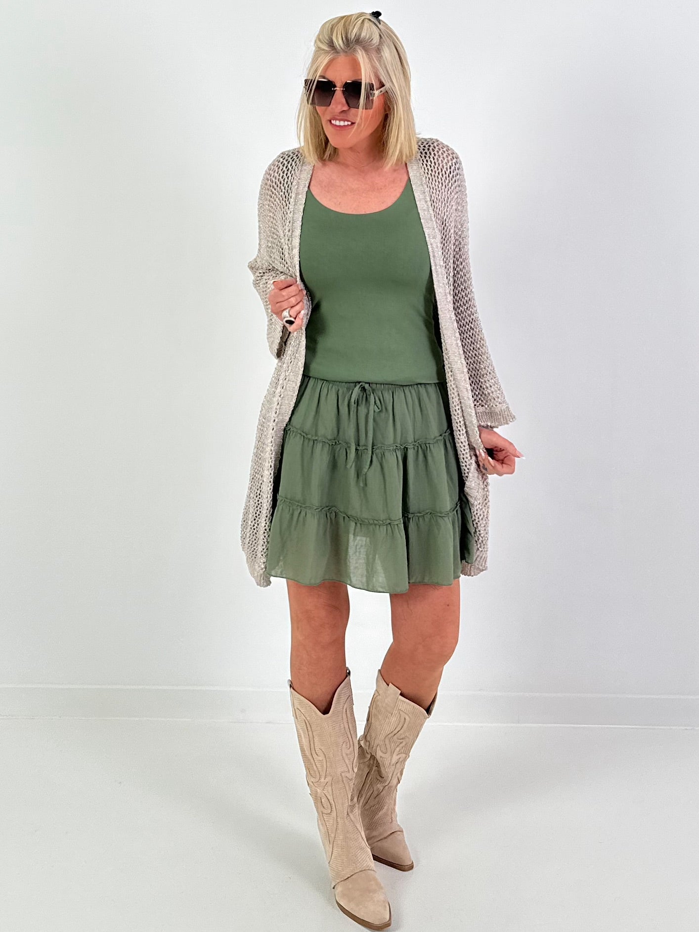 Crochet jacket with Lurex - beige