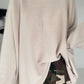 Soft oversized crew neck sweater - beige