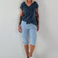 Frayed hem t-shirt - dark blue