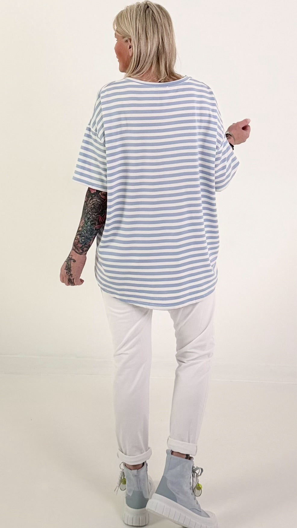 T-Shirt Boheme - hellblau-weiss