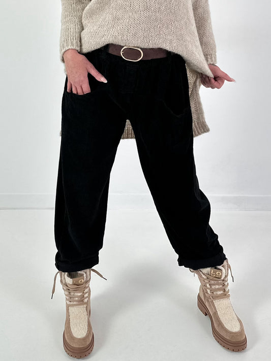 Corduroy trousers model "Casual Comfort" - black