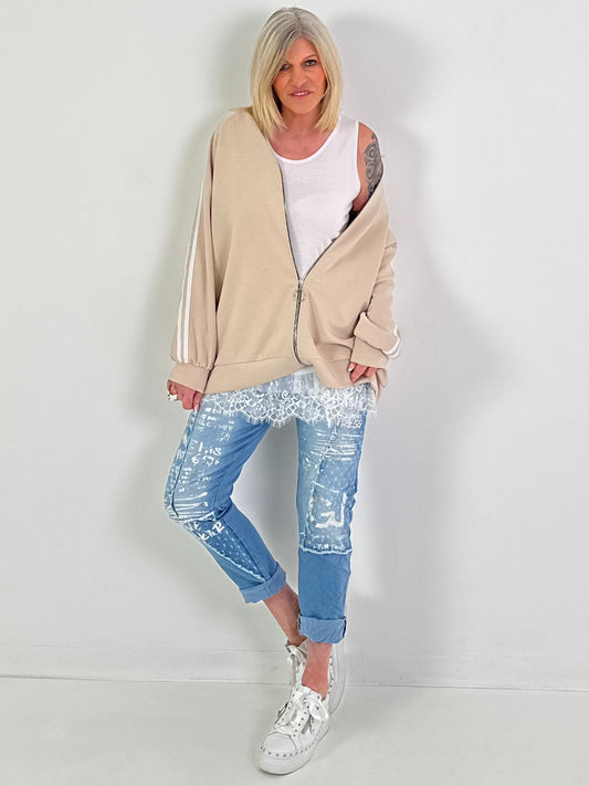 Jacke mit Streifen - beige