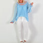 Silk tunic with crocheted neckline - light blue