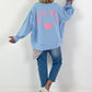 Oversized Sweater Dog Mom - Light Blue