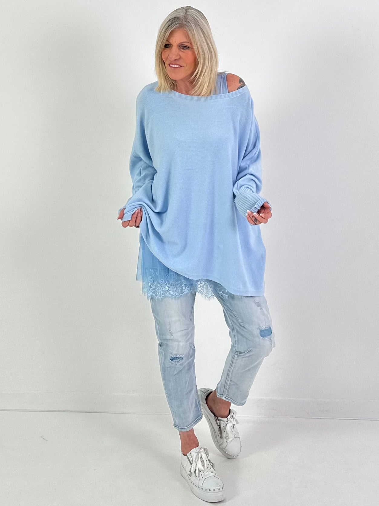 Pullover Good Vibes - hellblau