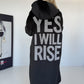 Mantel mit Kapuze Yes I Will Rise - schwarz