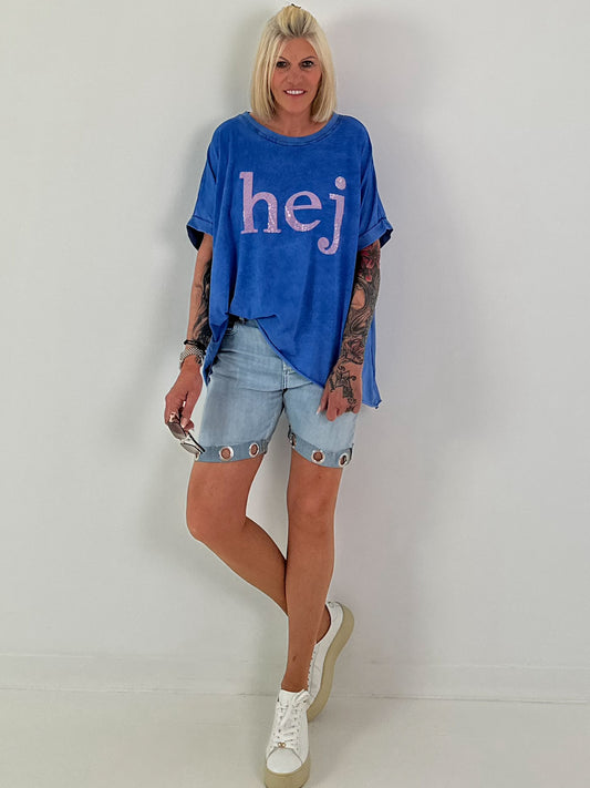 T-Shirt Hej - royalblau