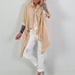 Oversized asymmetrical blouse with tie - sand