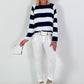 Block stripe sweater - dark blue-white