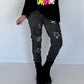 Hose im Materialmix - used-black
