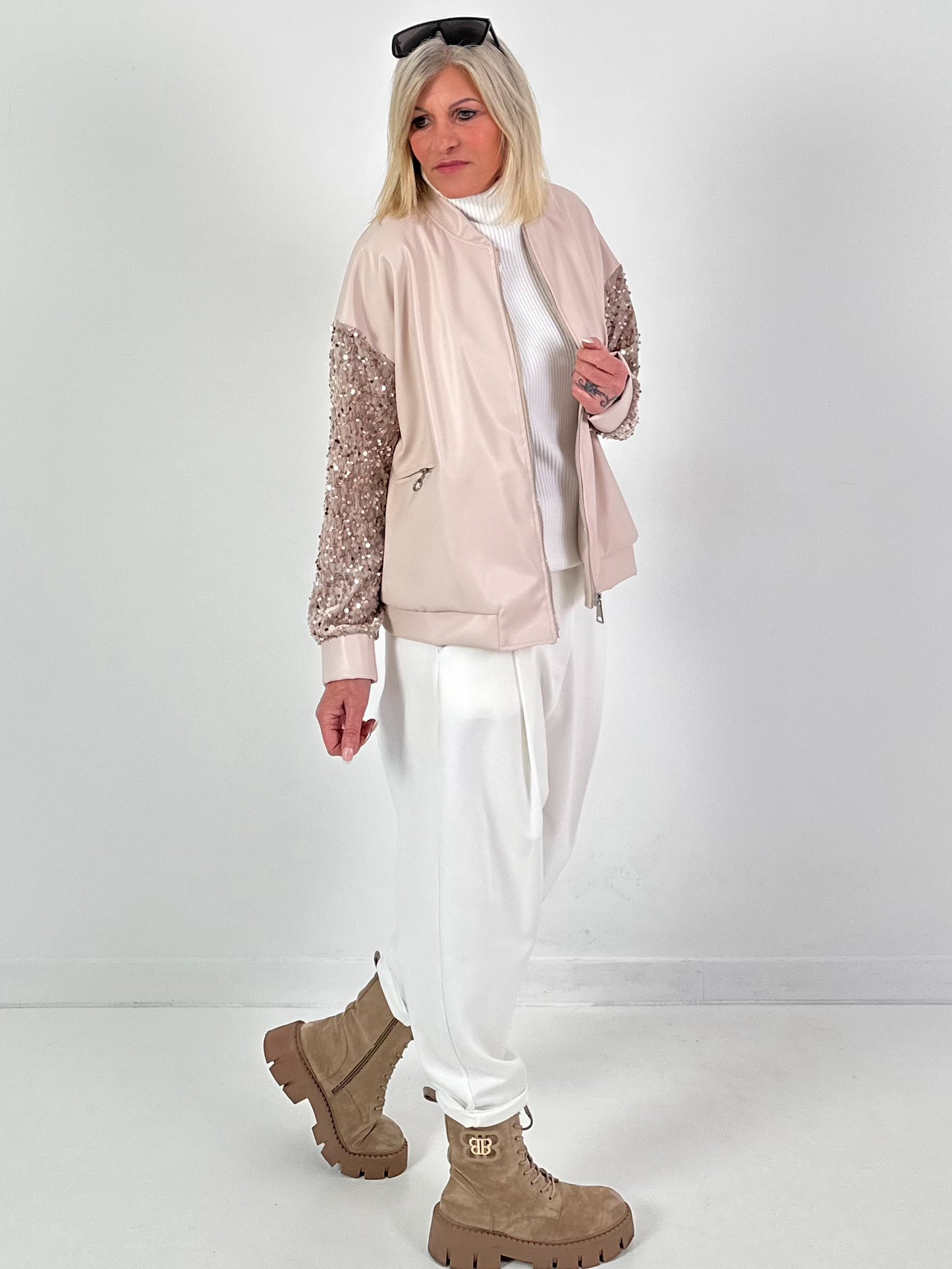 Blousonjack in lederlook, model "Glam&amp;Glow" - beige