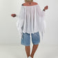 Tunic with side ruffles - white
