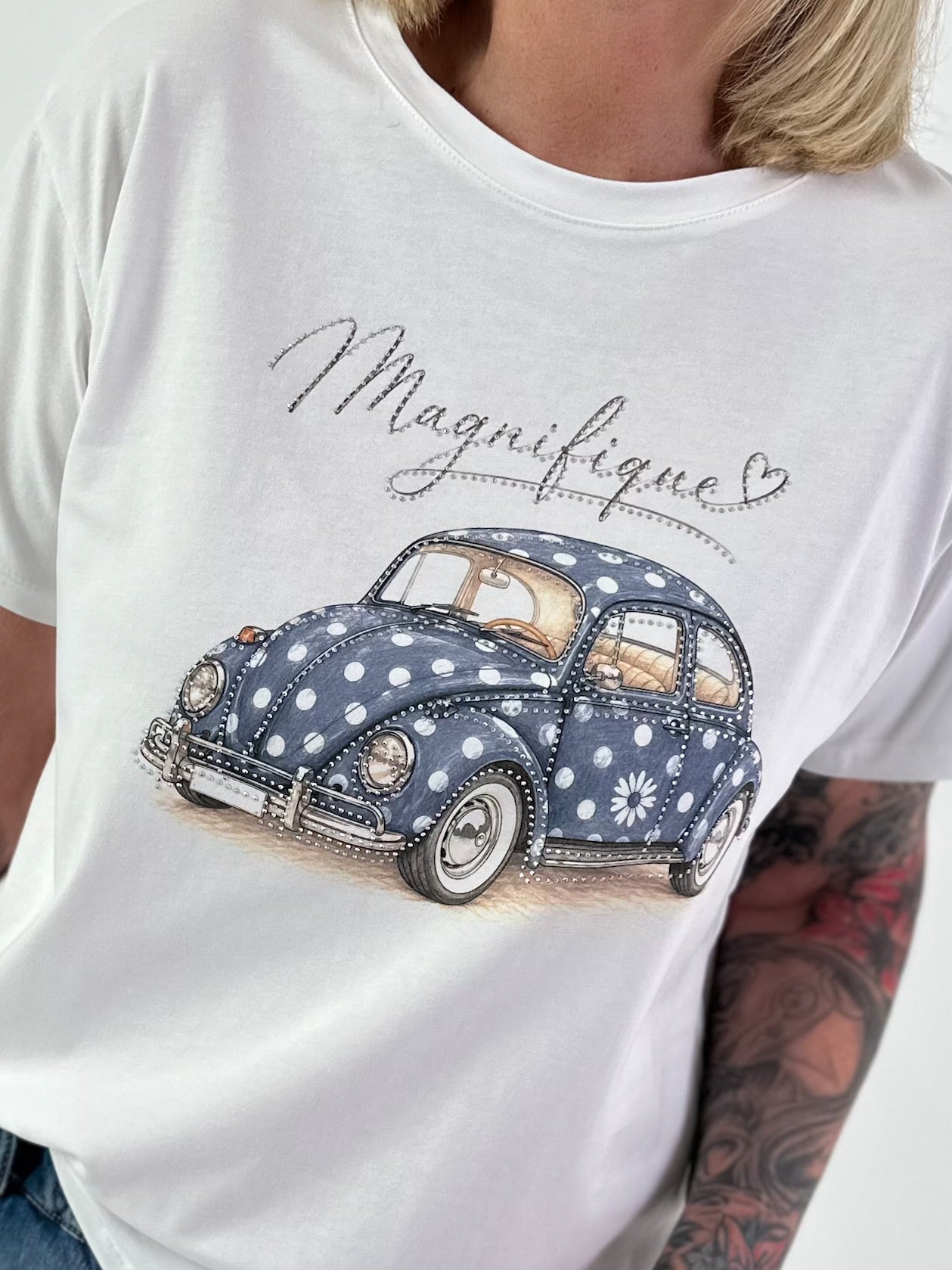 T-Shirt Magnifique - weiss-blau