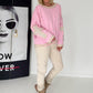 Oversized Sweater mit Strasskreuz - rosa-beige