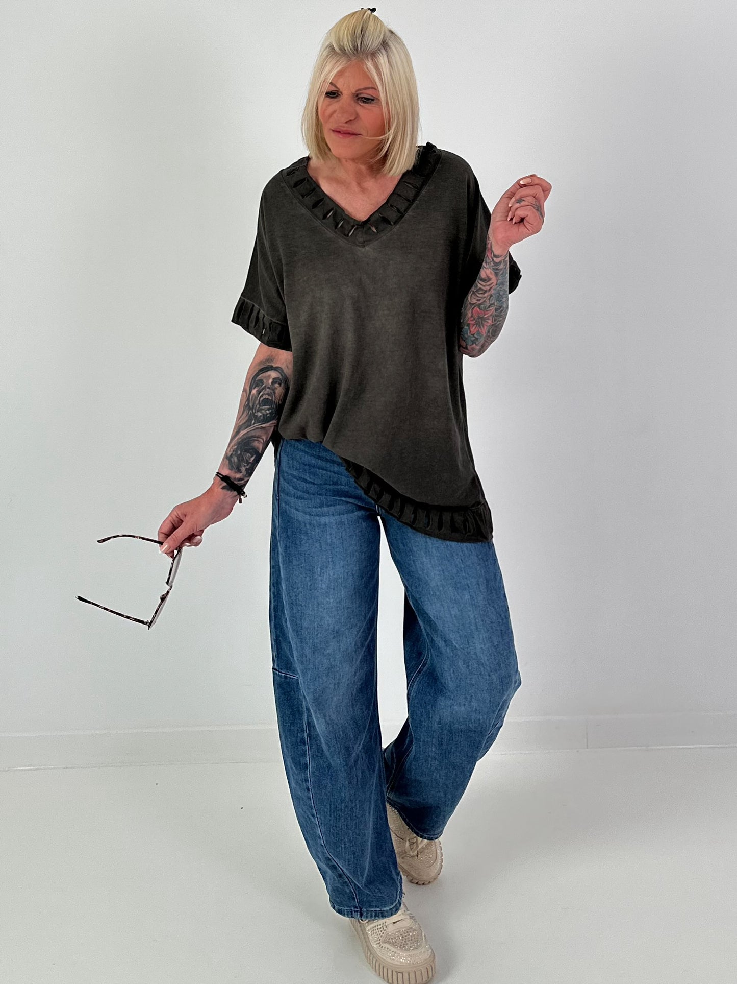 Shirt mit Cut-Out Details - schoko