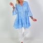 Tunic/Dress with Terry Appliqué - light blue