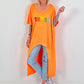 Oversized Long Shirt Sunset - neon orange