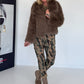 Faux fur jacket - taupe