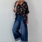 Lightweight oversized patterned blouse - black-multi-coloured