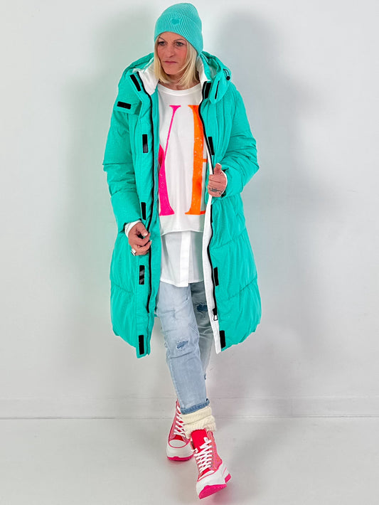 Gewatteerde jas model "Polarline" - turquoise