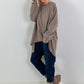 Oversized Shirt mit Statement Spruch auf dem Rücken - taupe