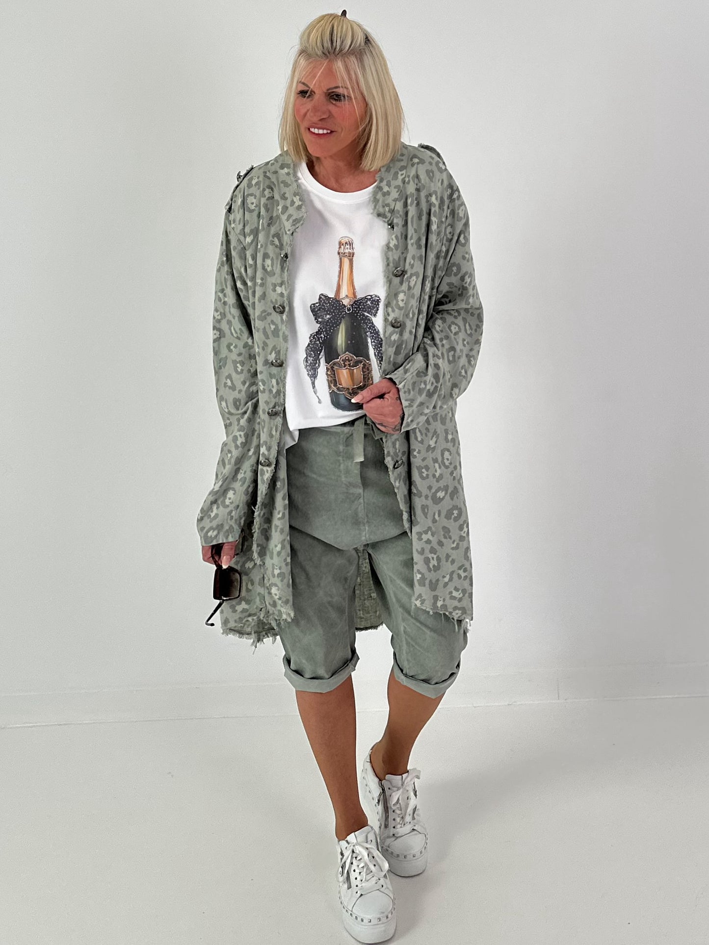 Oversized Leo Leinen Military Mantel - khaki