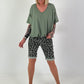 T-Shirt  mit gerafftem Saum - khaki