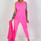 Asymmetrical Long Top - Neon Pink