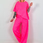 Short-sleeved sweater - neon pink